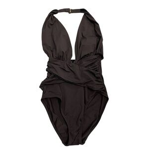 La Blanca Chocolate Brown One Piece Ruched Swimsuit Size 8